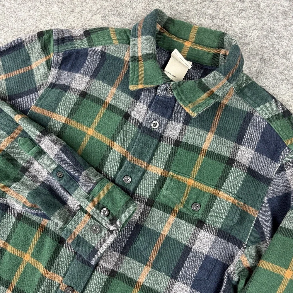 The North Face Arroyo Flannel Shirt Mens Small Green Plaid Long Sleeve Fall Hike